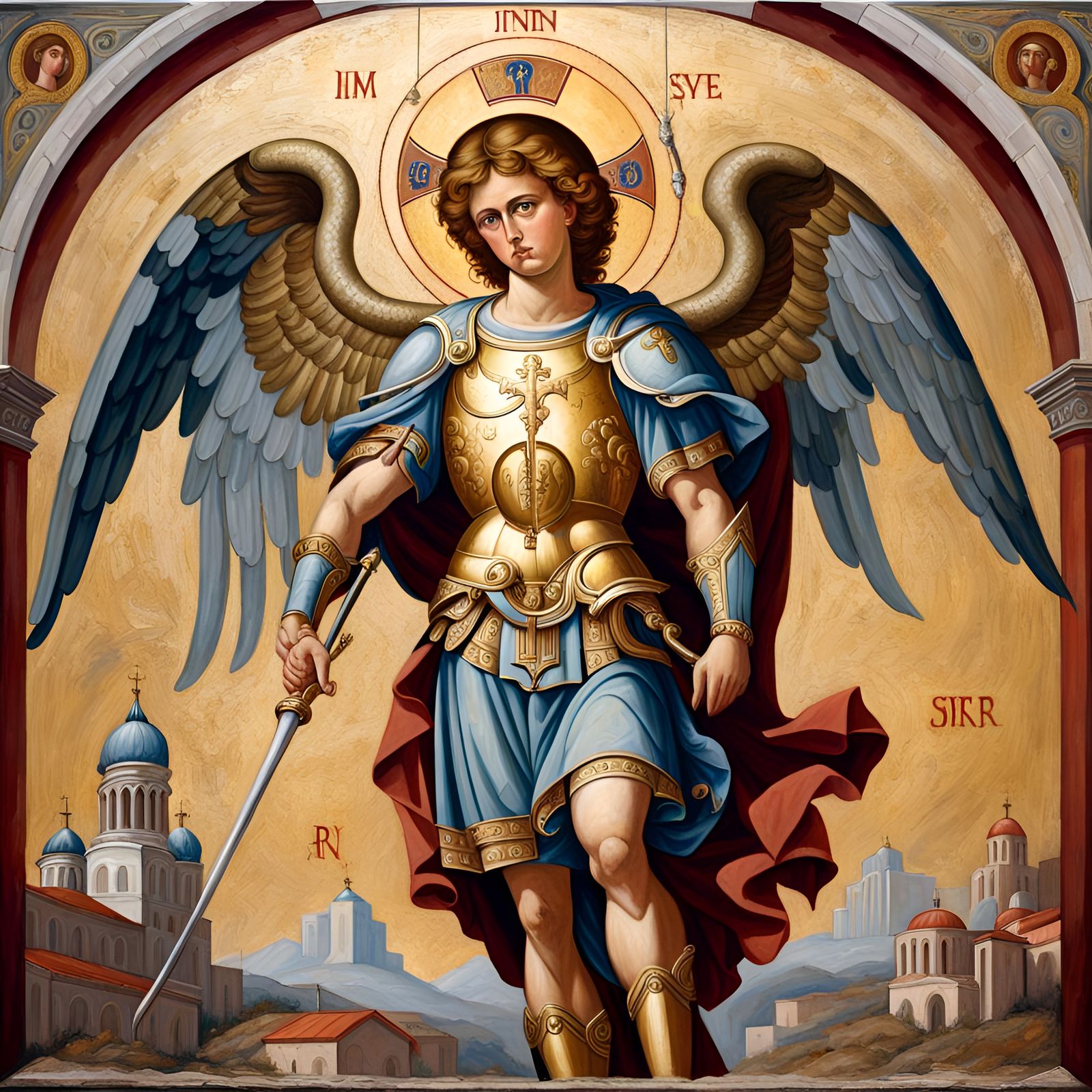 Saint Michael Byzantine Fresco Art