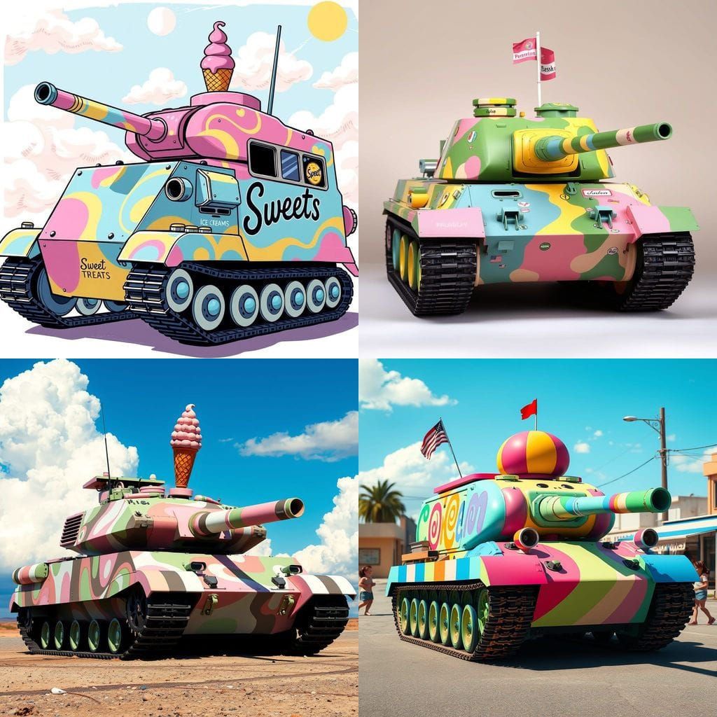 Tank Transformed into Colorful Ice Cream Truck