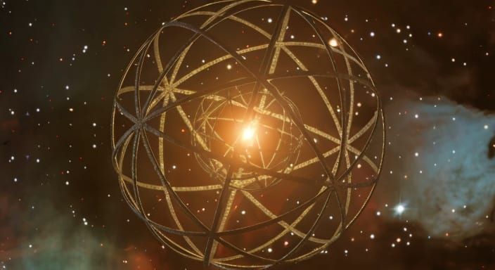 Colossal Dyson Sphere Encasing a Solar System