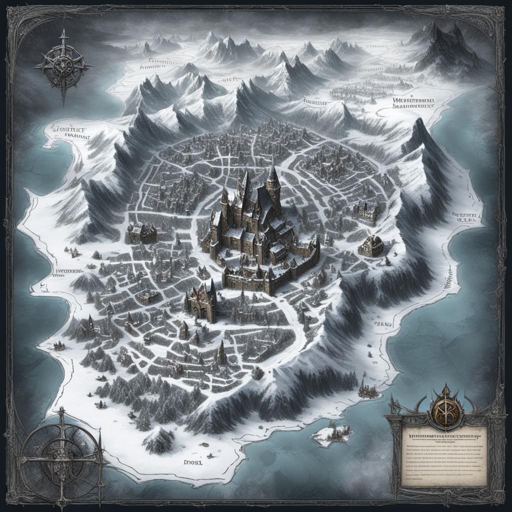Medieval Fantasy Winter City Map