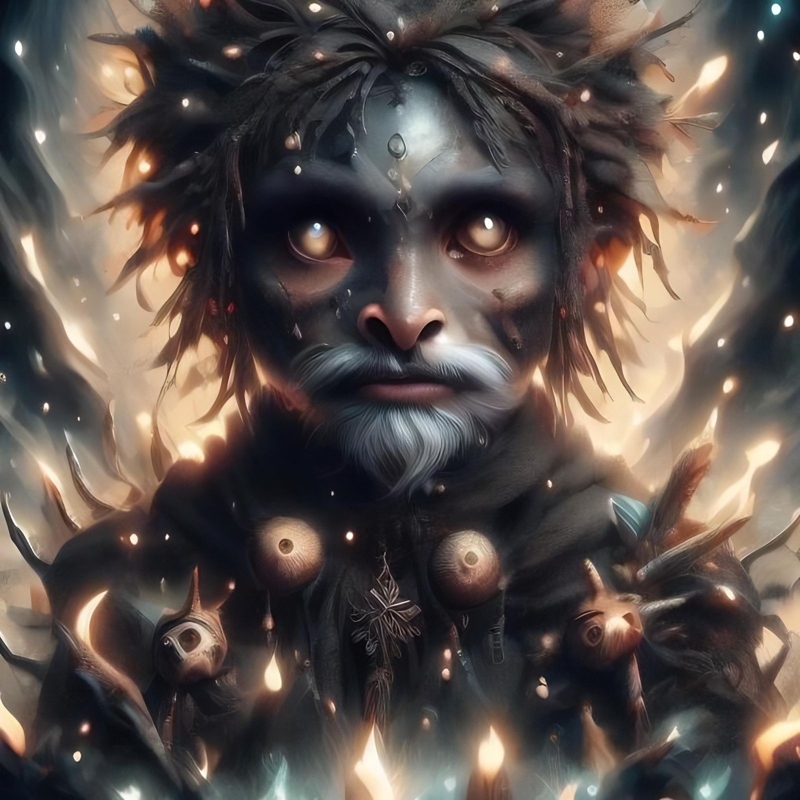 Realistic Monster Portrait Shattering into Pieces