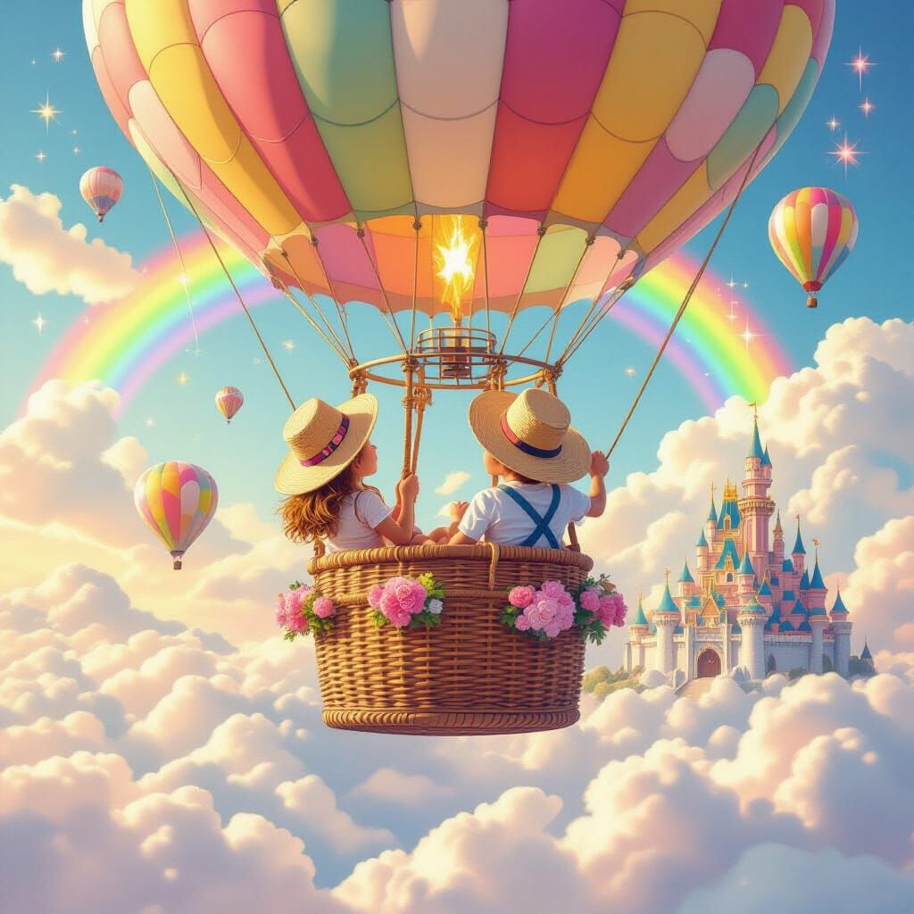 Children's Balloon Ride in Candy Art Style