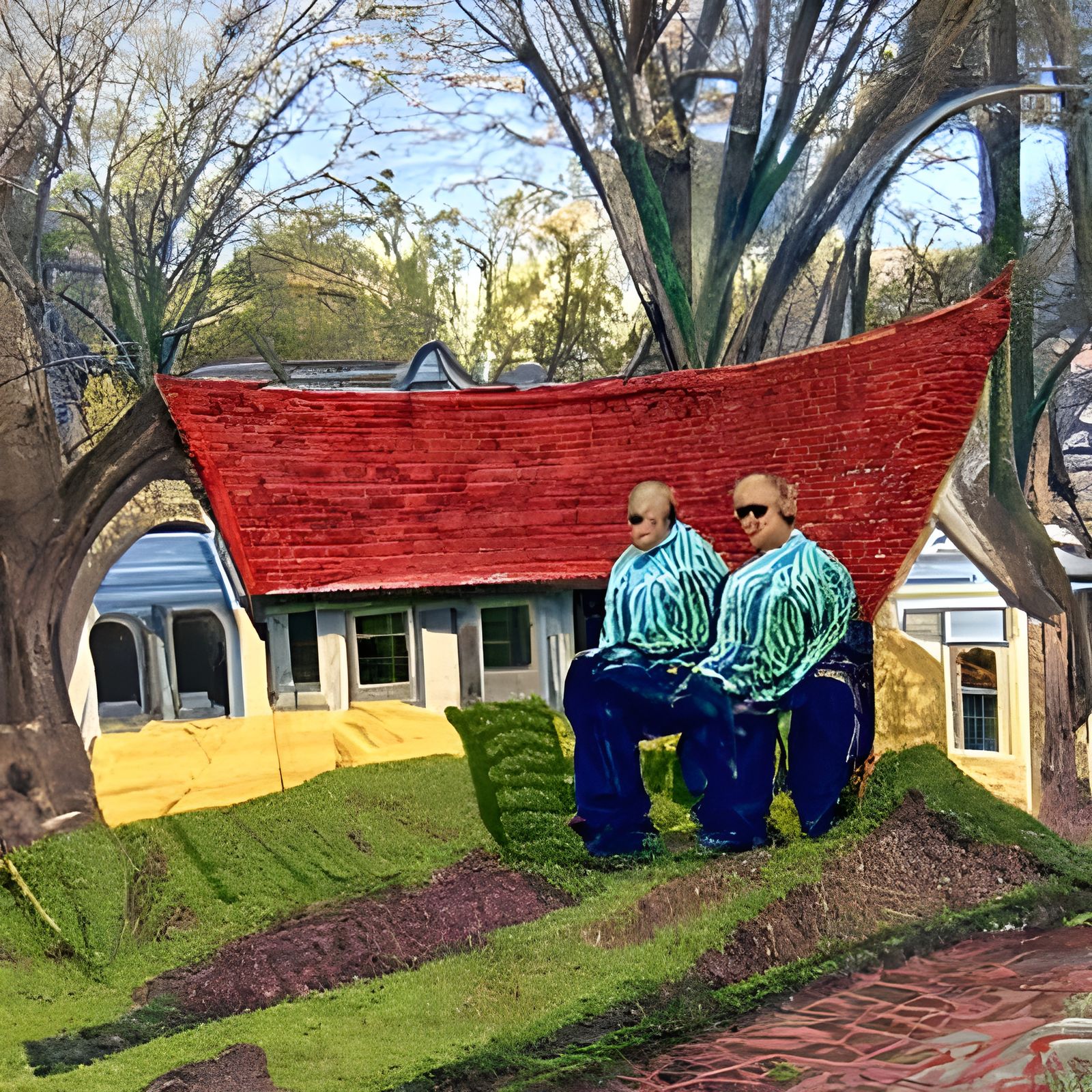 Renaissance Surrealism: Two Men on a Porch