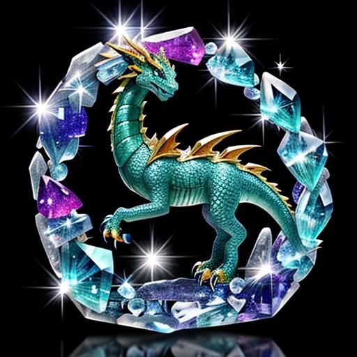 Mystical Crystal Dragon Shimmers in Galaxy