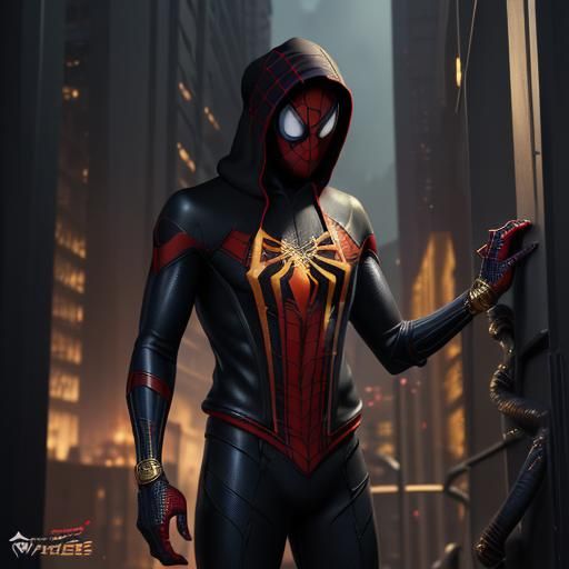Miles Morales Spiderman with Hoodie: Detailed Digital Art