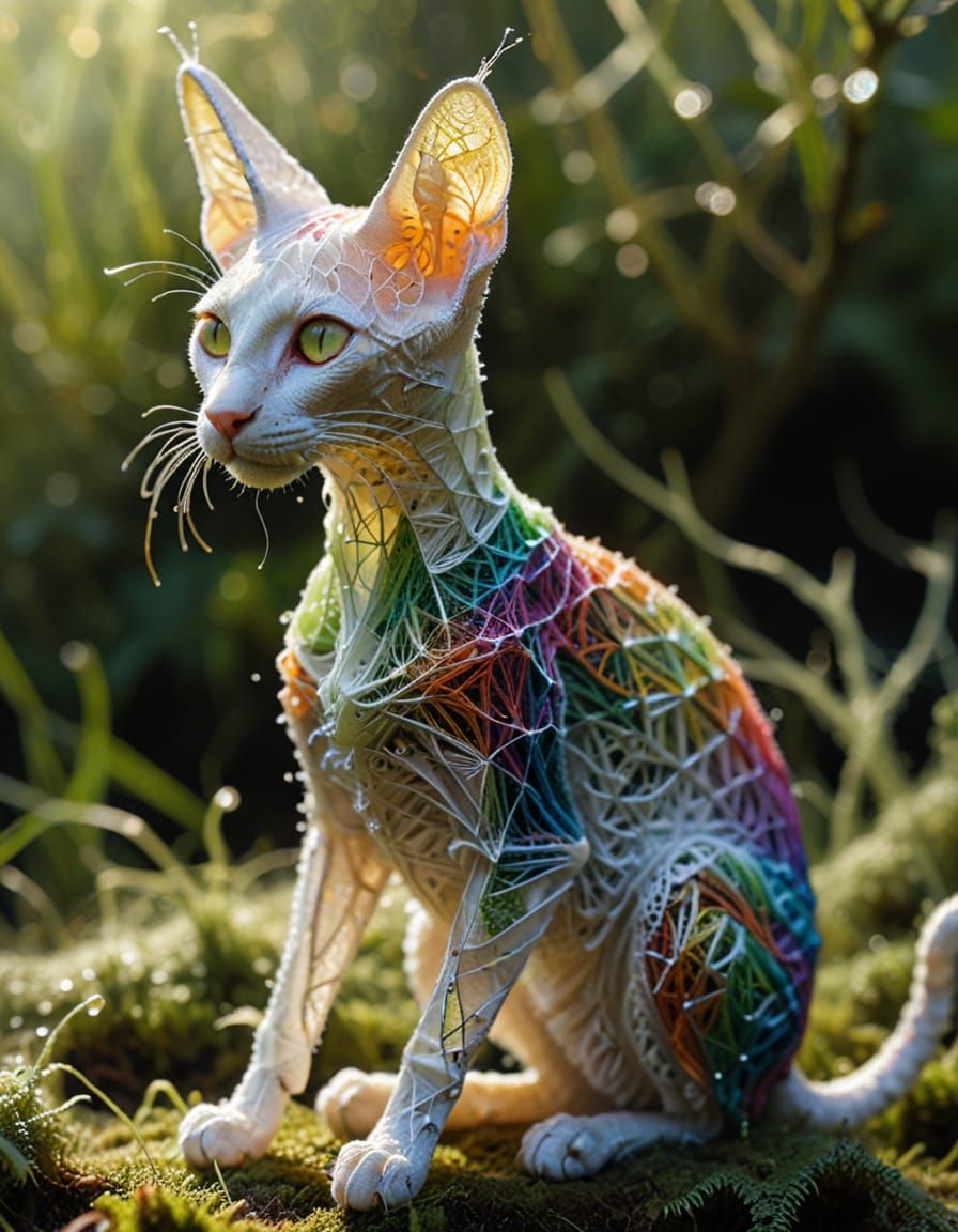 Oriental Shorthair Cat Sculpture in Gossamer Threads