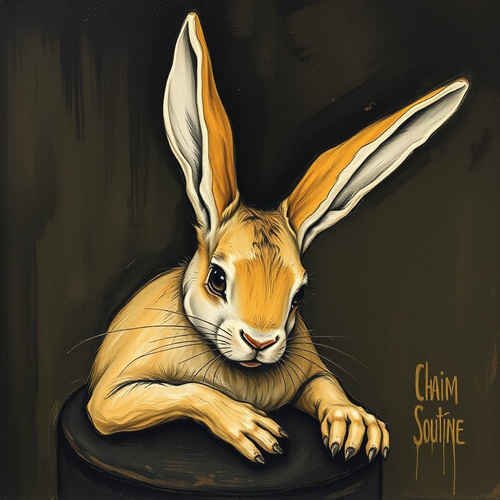 Disturbing Rabbit Mindscape by Soutine and Schiele Style