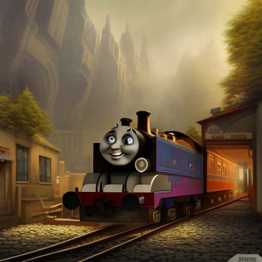 Thomas the Tank Engine Arrives at Station