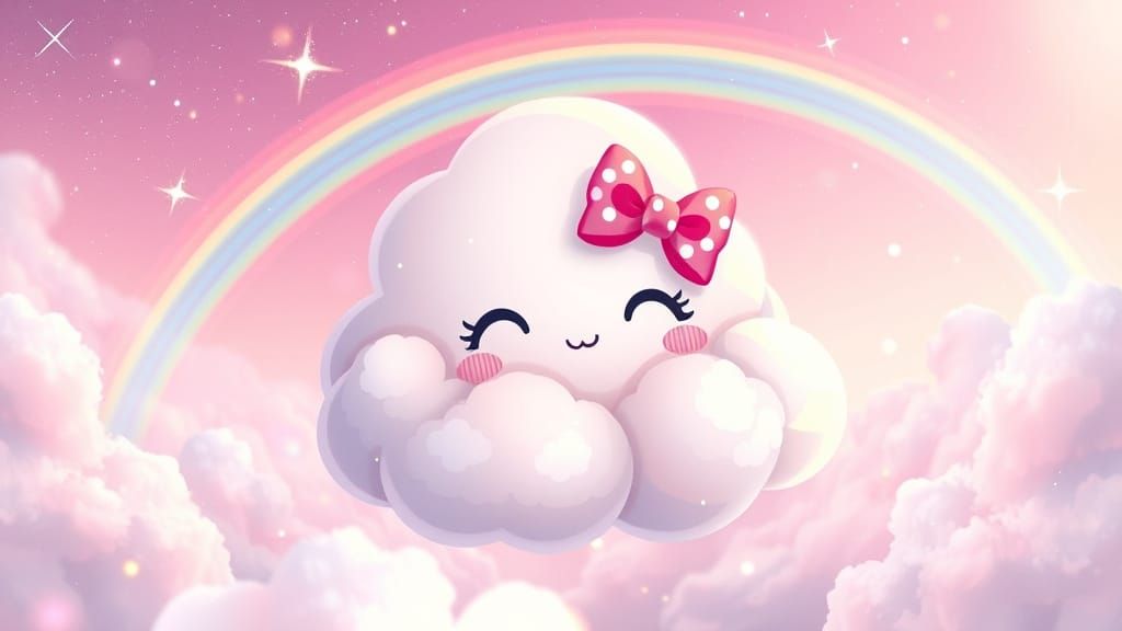 Pastel Cloud Character in Kawaii Anime Style