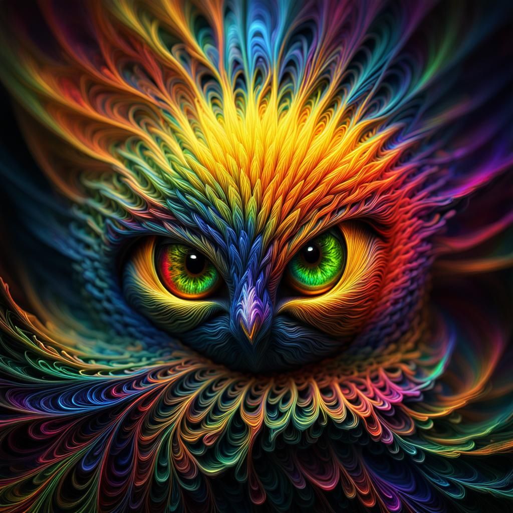 Neon Fractal Eye in Hyperrealistic Style