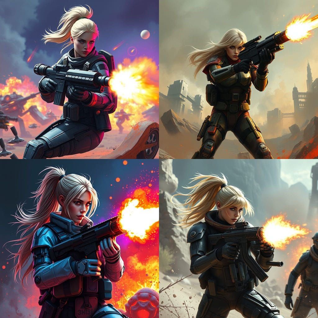 Ethereal Sci-Fi Warrior Unleashes Rocket Launcher Fury