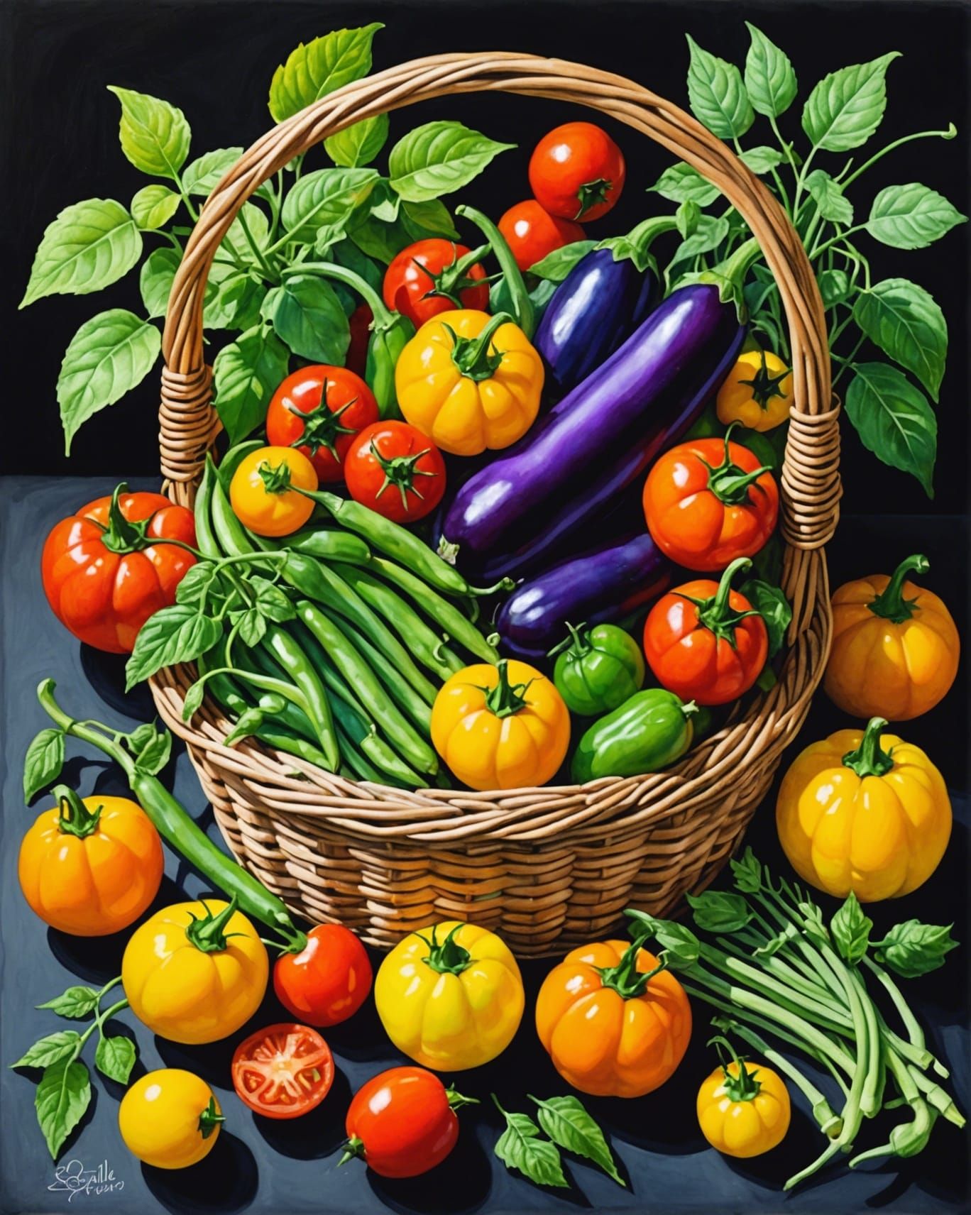Garden Bounty: A Neo-Impressionistic Watercolor Painting