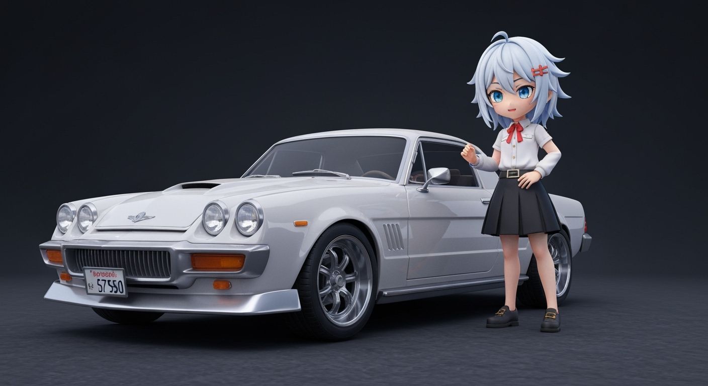 Detailed 3D Anime Art of Little Deuce Coupe