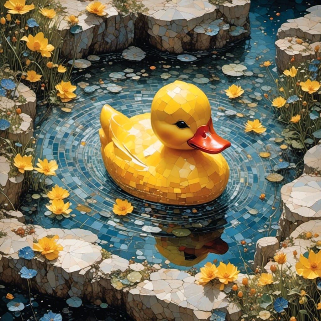 Mosaic Portrait of a Rubber Duck