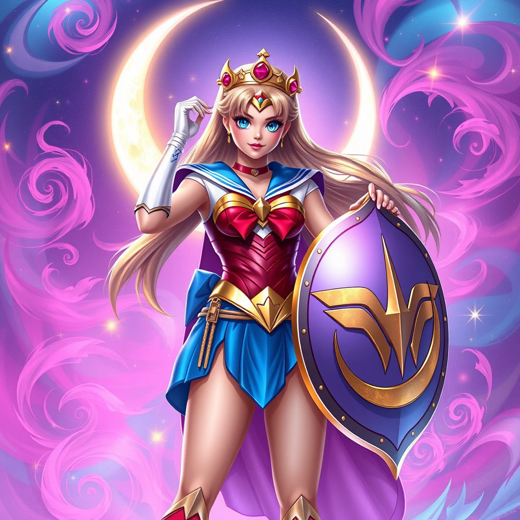 Sailor Moon Empowered by Wonder Woman, Fantasy Art