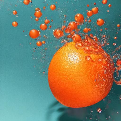 Hyperrealistic Orange Fruit in Splash Art Style