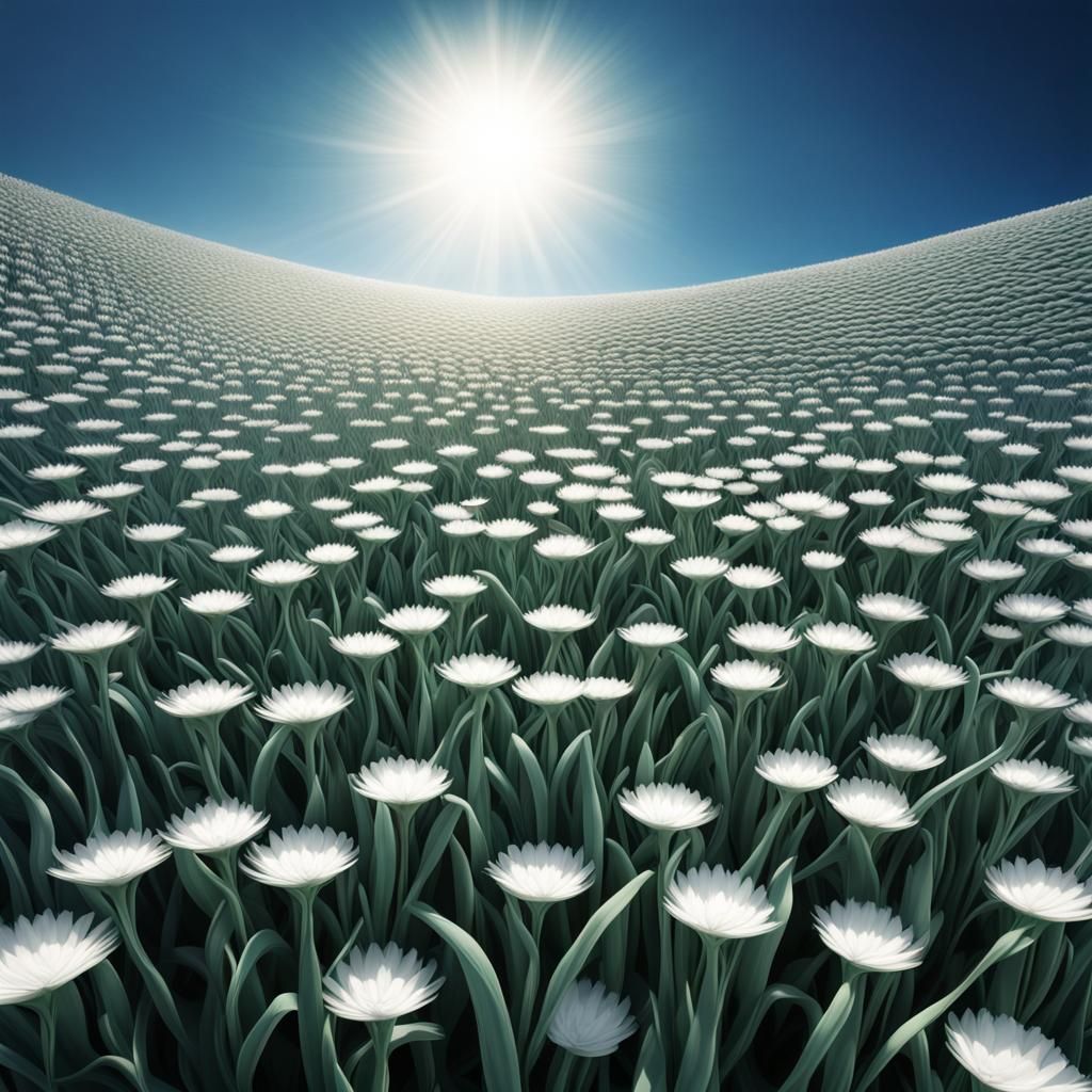 Viridian Field Under Blue Sky: Hyperrealistic HDR Landscape