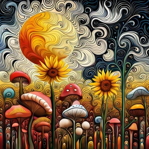 Trippy Garden in Alabama as Mixed Media Art