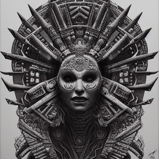 Hyperrealistic Aztec Goddess Coatlicue in Digital Art Style