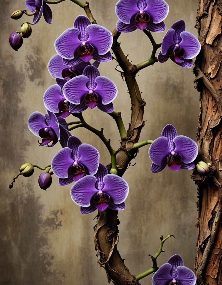 Purple Vanda Orchid in Studio Ghibli Style