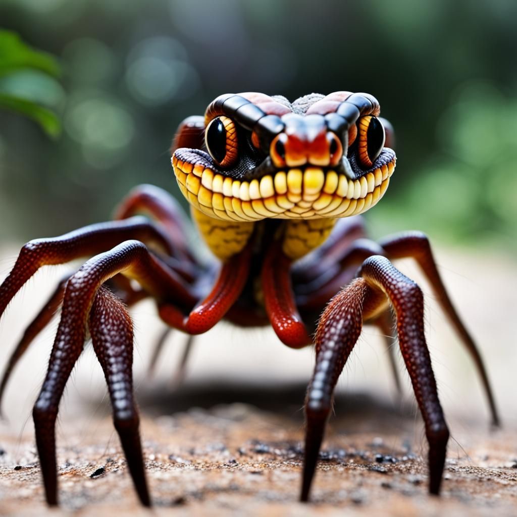 Spider with Snake Head Legs: A Hybrid Nightmare