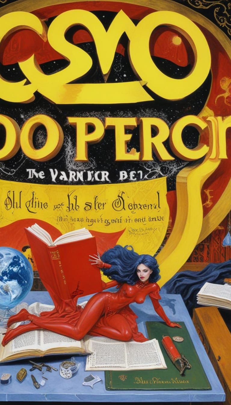 Supersized Sorceress Studies Ancient Tomes in Mystical Study