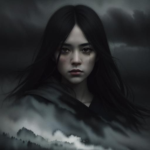 Dark and Moody Watercolor Art: Tranquility and Turbulence