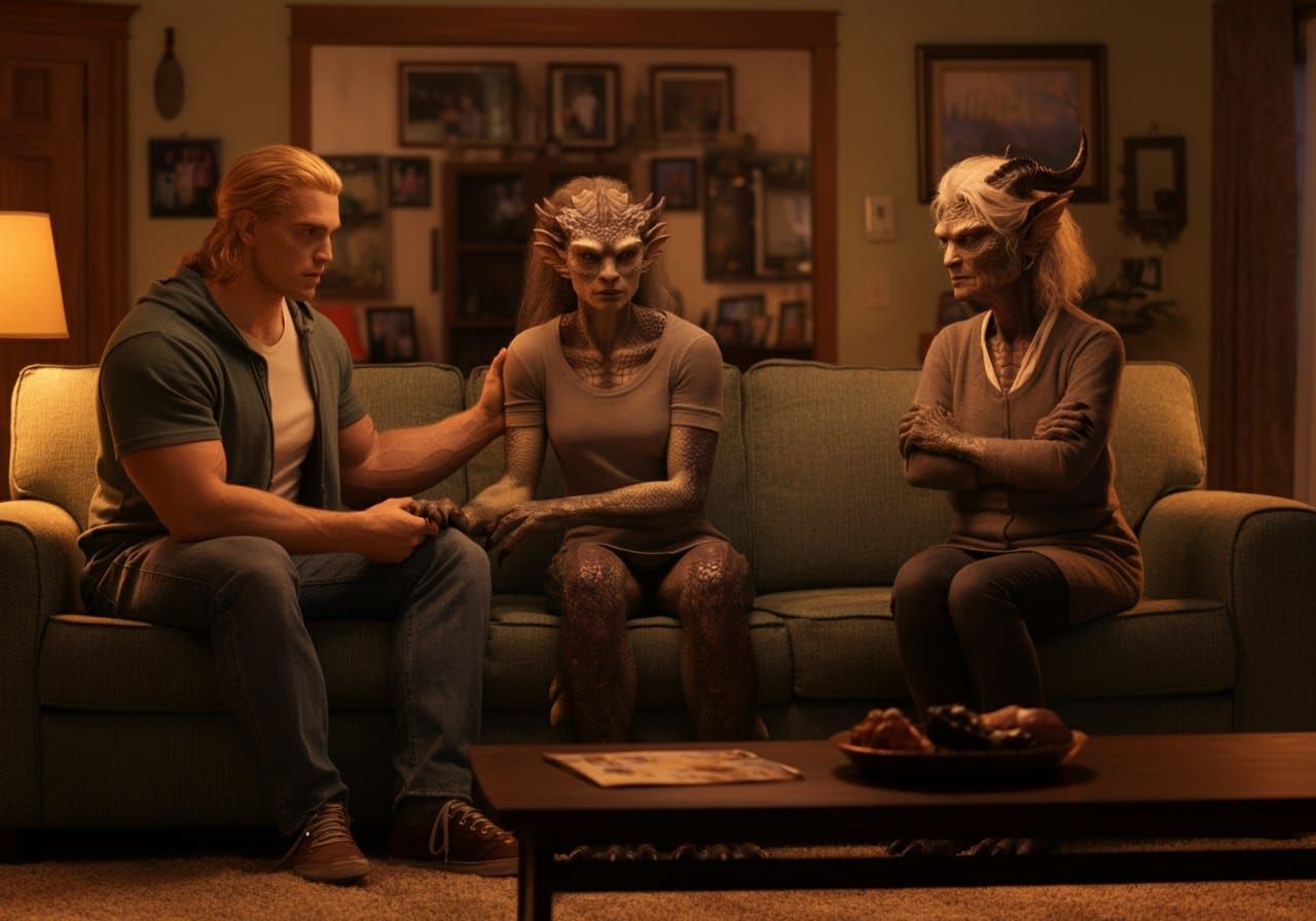 Beowulf and Monster Family in a Modern Setting