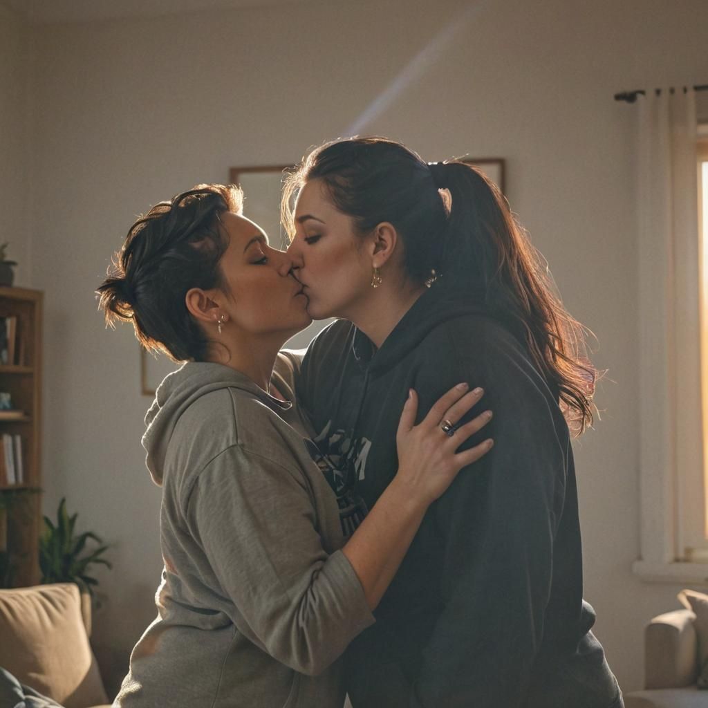 Dynamic Concept Art: Women Sharing a Kiss