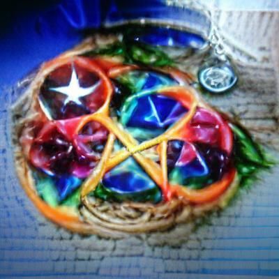 Colorful Pentacle Design with Interwoven Patterns