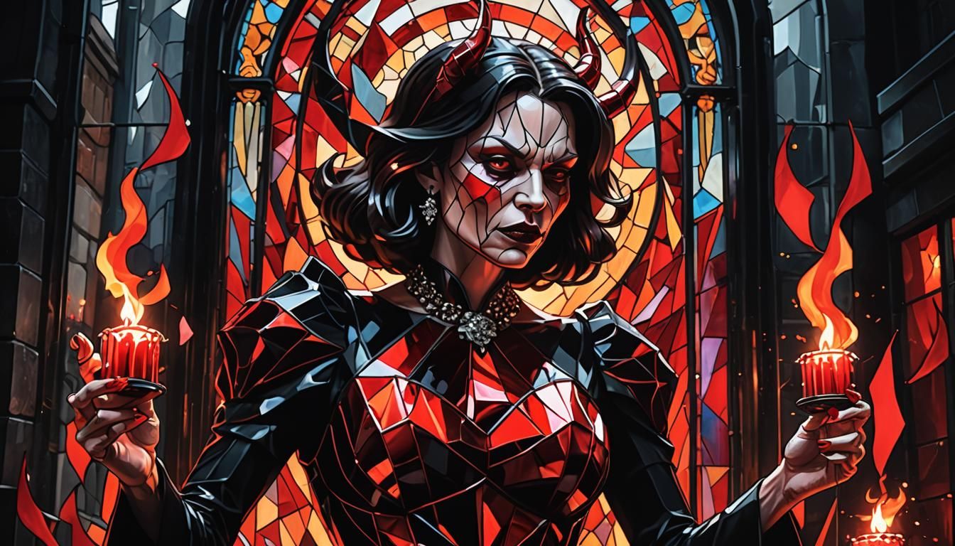 Stained Glass Devil at Pride Parade