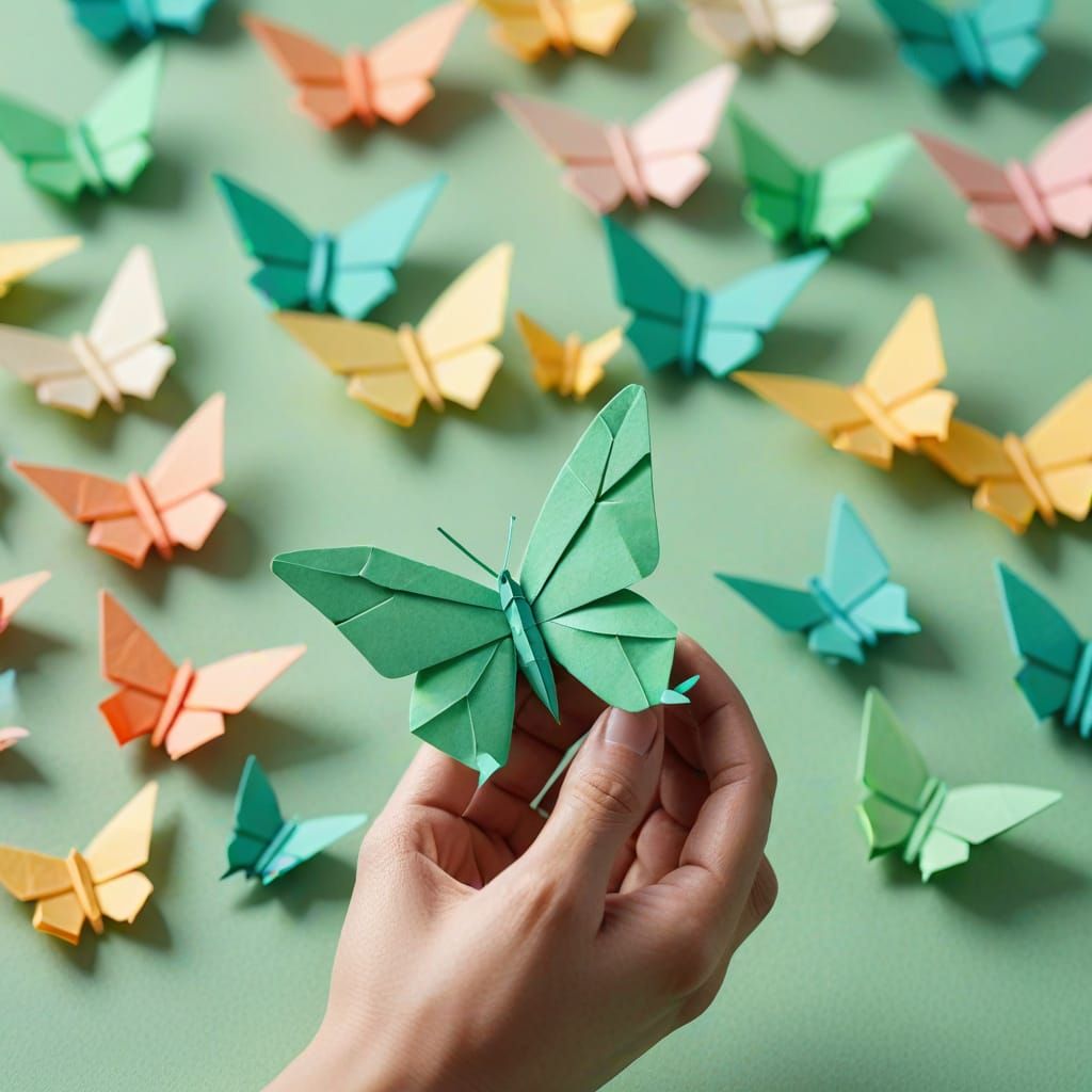Origami Butterfly Papercraft in Soft Pastels