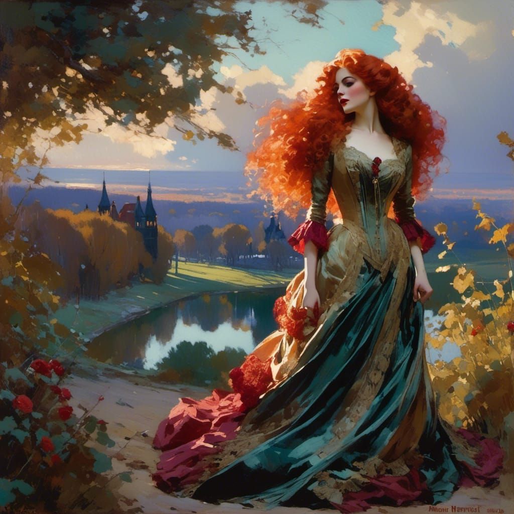 Victorian Vampire Portrait in Dreamy Vignettes Style