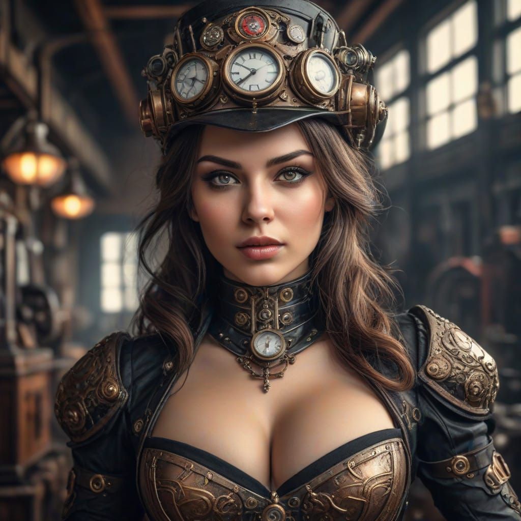 Sultry Steampunk Princess in Elegant Victorian Attire