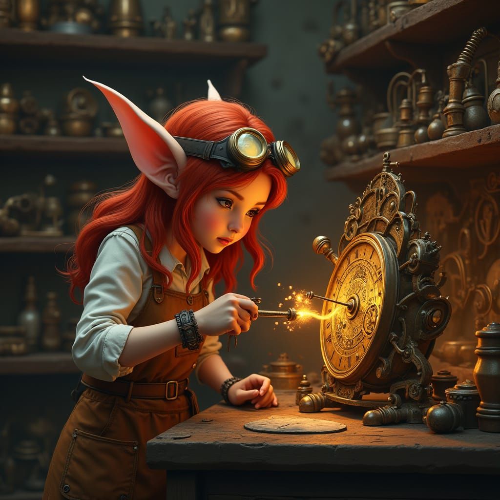 Gnome Artificer in Workshop, Rembrandt Lighting