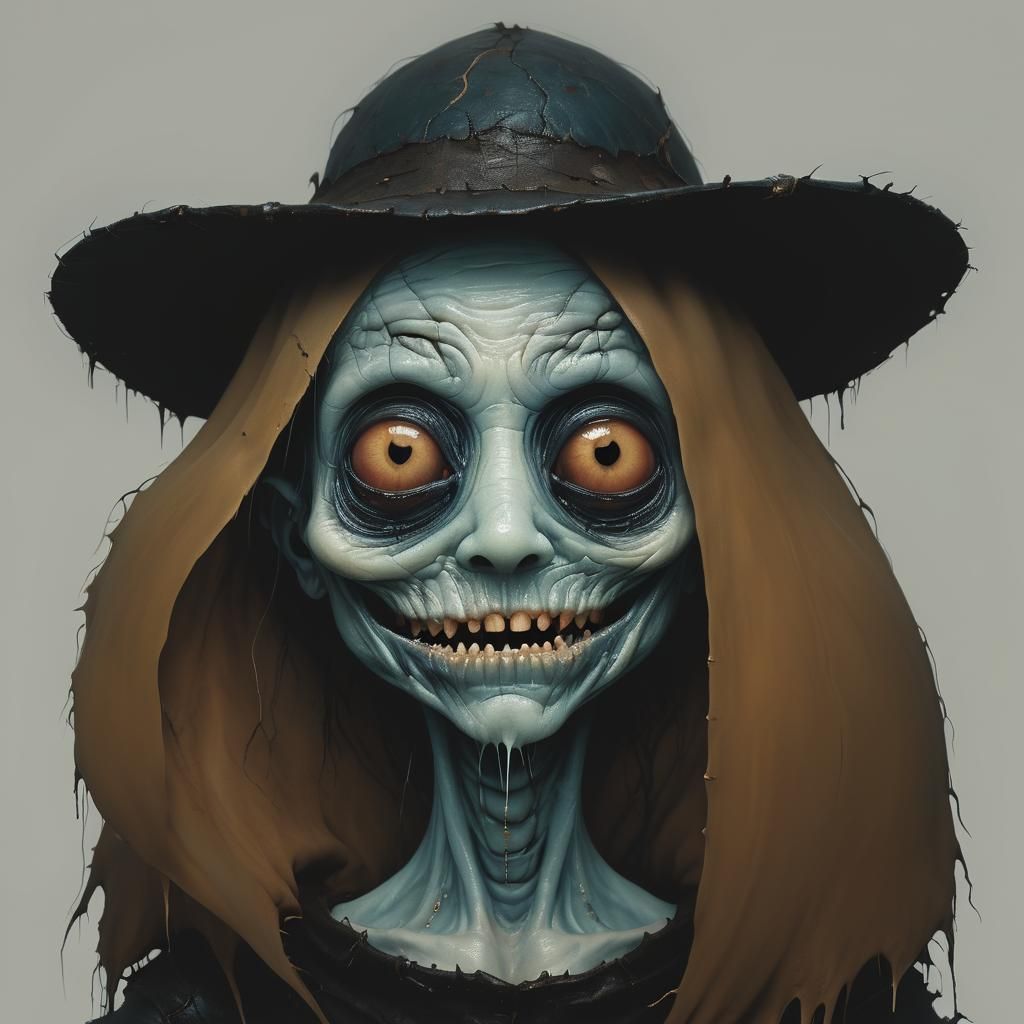 Eerie Deformed Baby Portrait in Surreal Digital Art