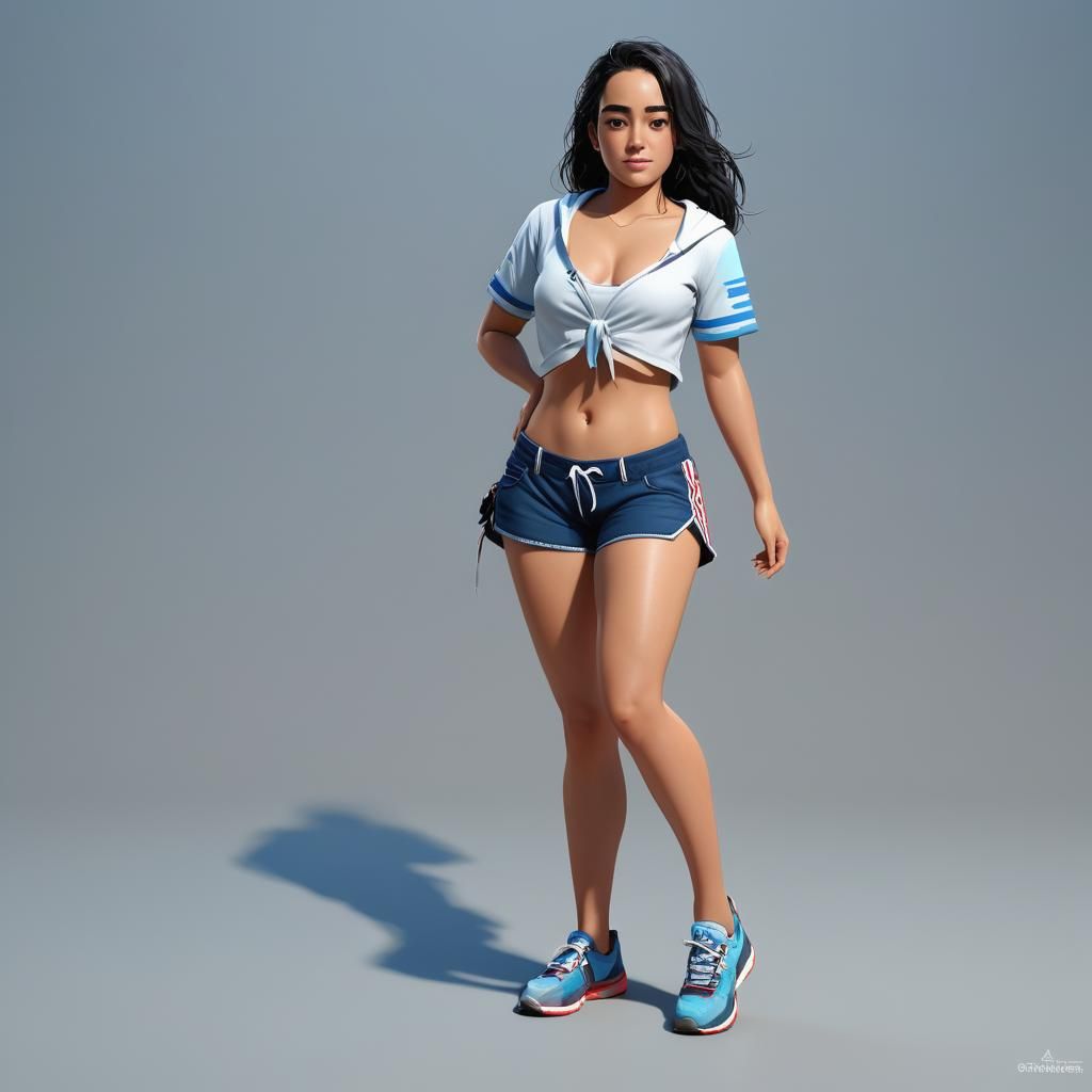 Natalie Martinez: Anime-Style 3D Render with Detailed Thighs