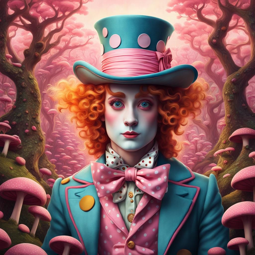 Mad Hatter in Pink Pajamas: Pop Surrealism Portrait