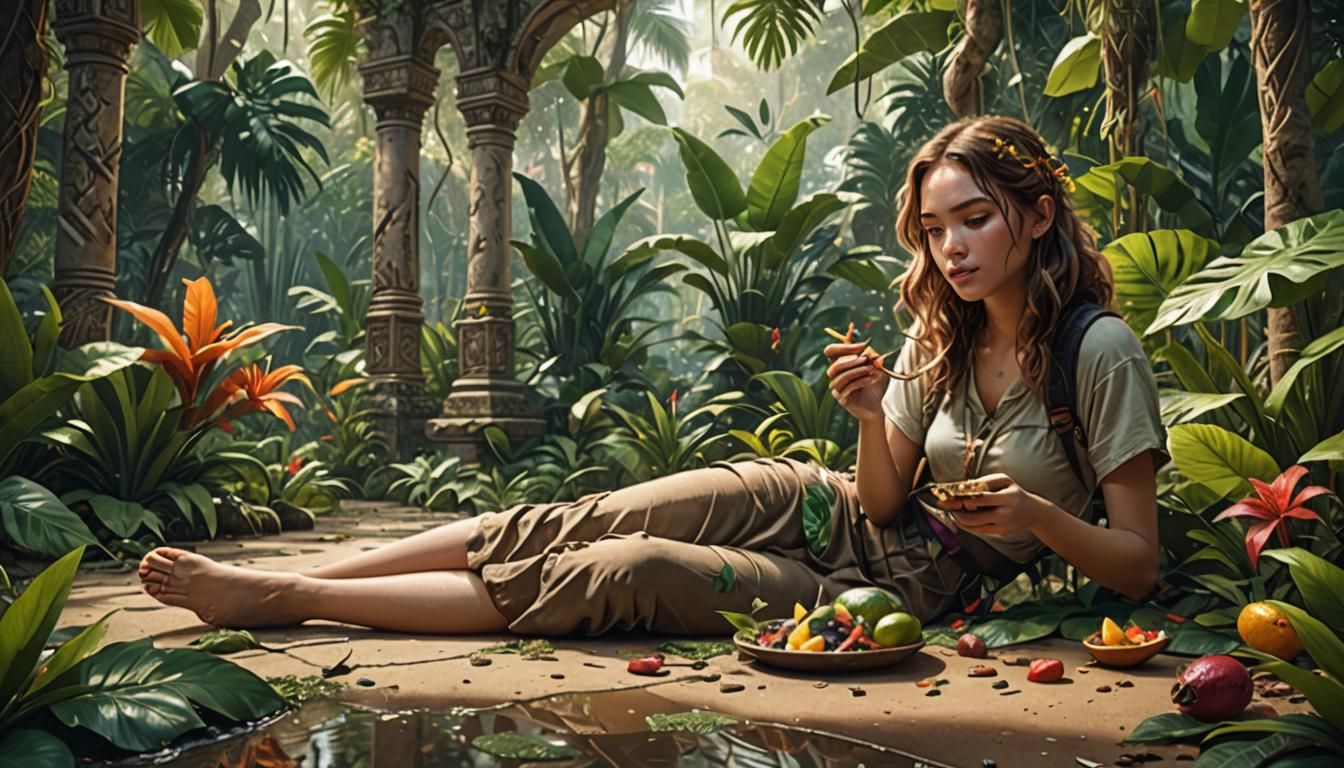 Hand-Drawn Beauty in a Tropical Garden