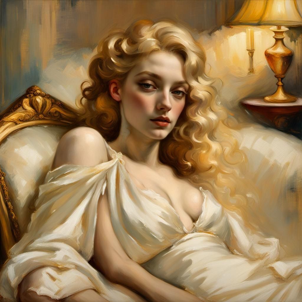 Elegant Woman in Silk, Whistler Style