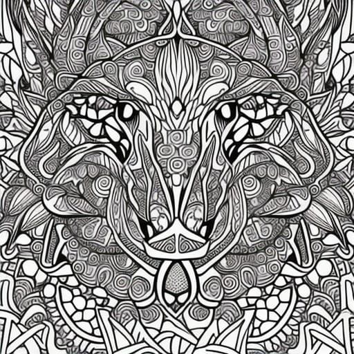 Mythical Beast Coloring Page: Intricate Detailed Art