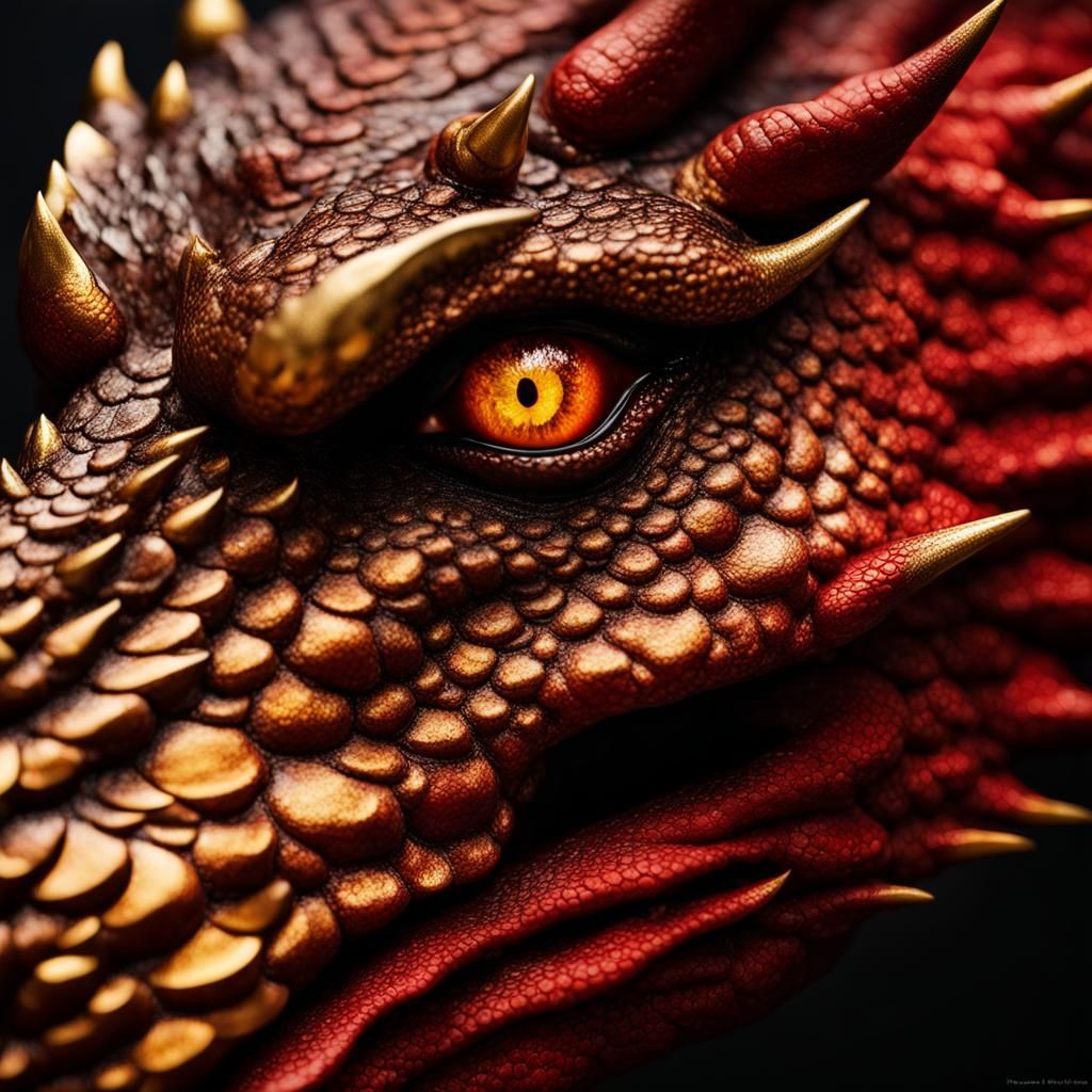 Detailed Dragon Face Portrait in Studio Lighting