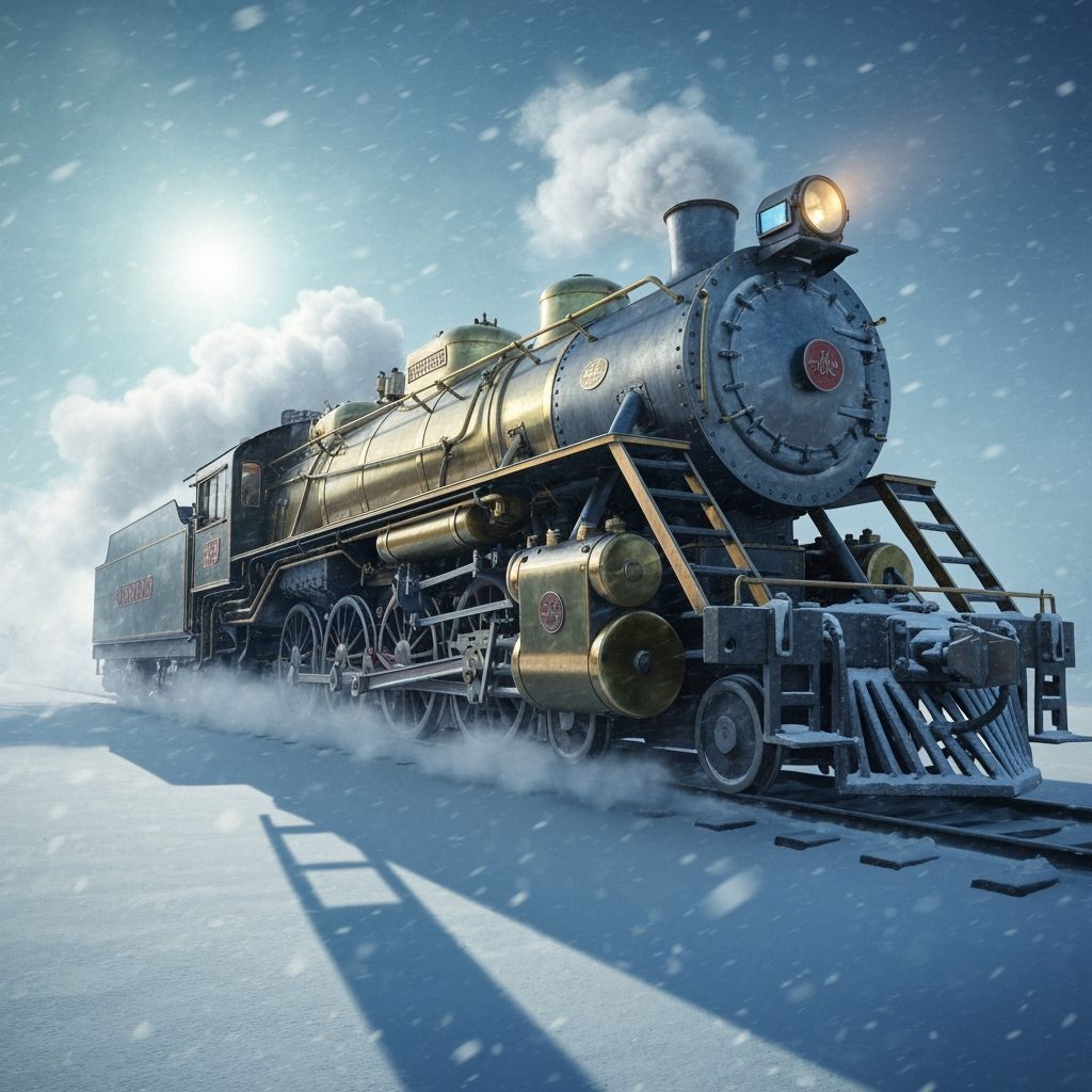 Steampunk Locomotive Speeds Through Blizzard in Hyper-Realis...