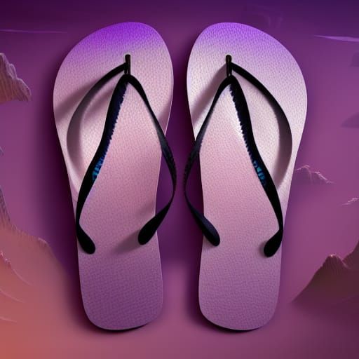 Purple Flip Flops in Detailed Matte Painting Style