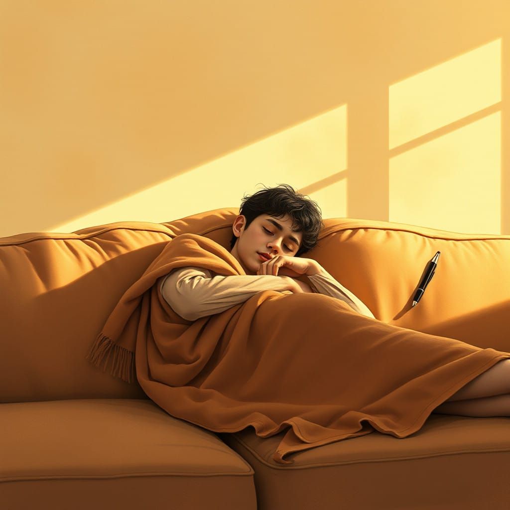 Cozy, Melancholic Winter Scene in Watercolor-Inspired Illust...