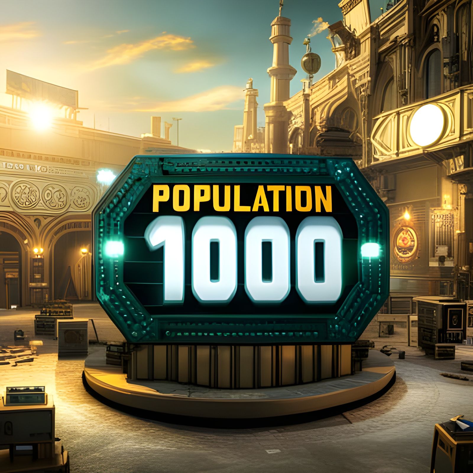 Surreal Sign: Population 1000 in Intricate Detail