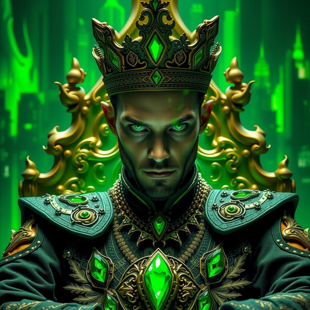 Emerald City's Green-Eyed King in Vibrant Glory