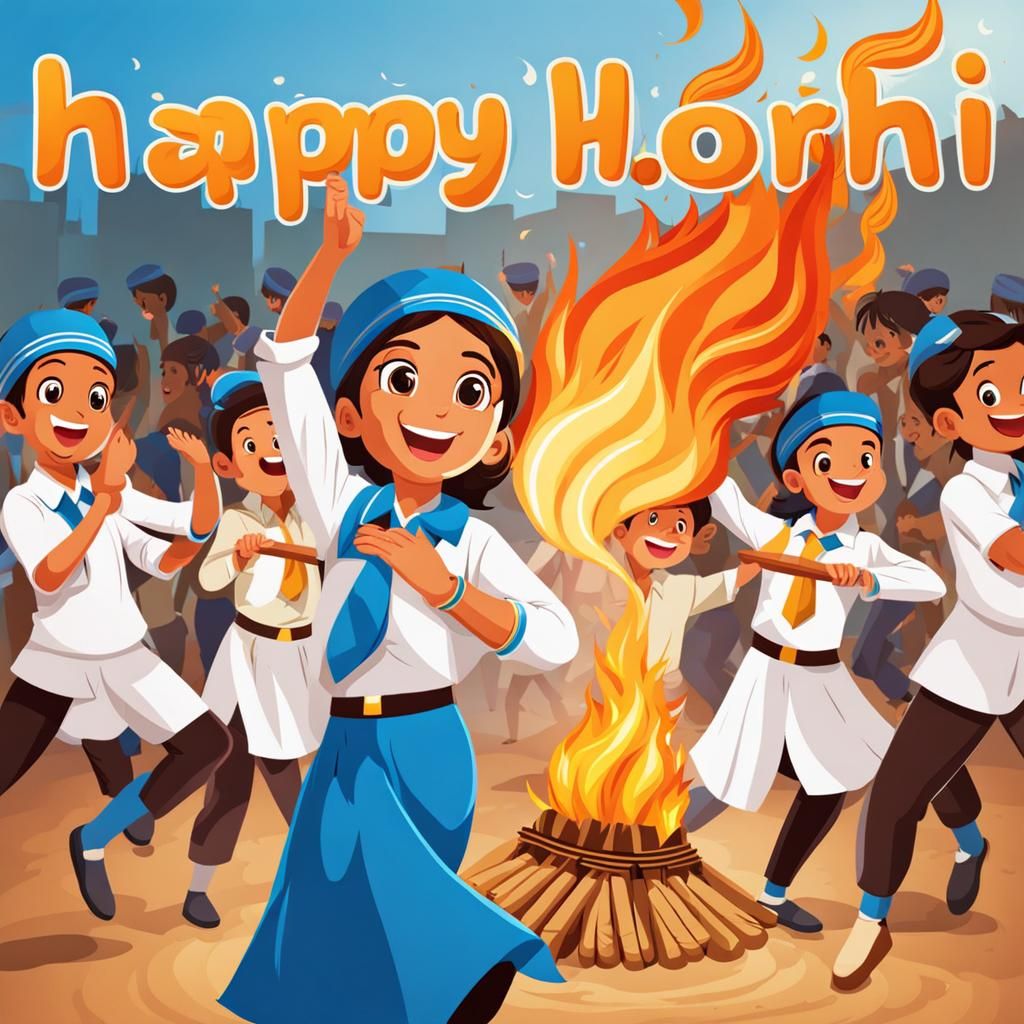 Children Celebrate Lohri with Bonfire and Dancing
