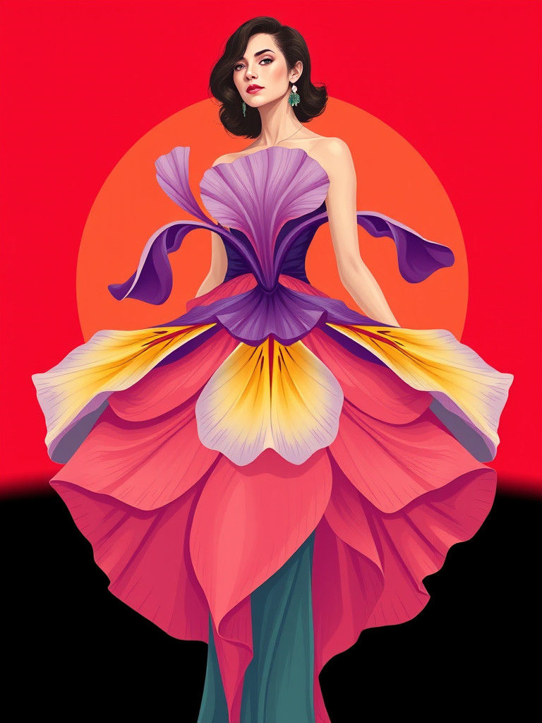 Upside-Down Iris Dress in Art Nouveau Style