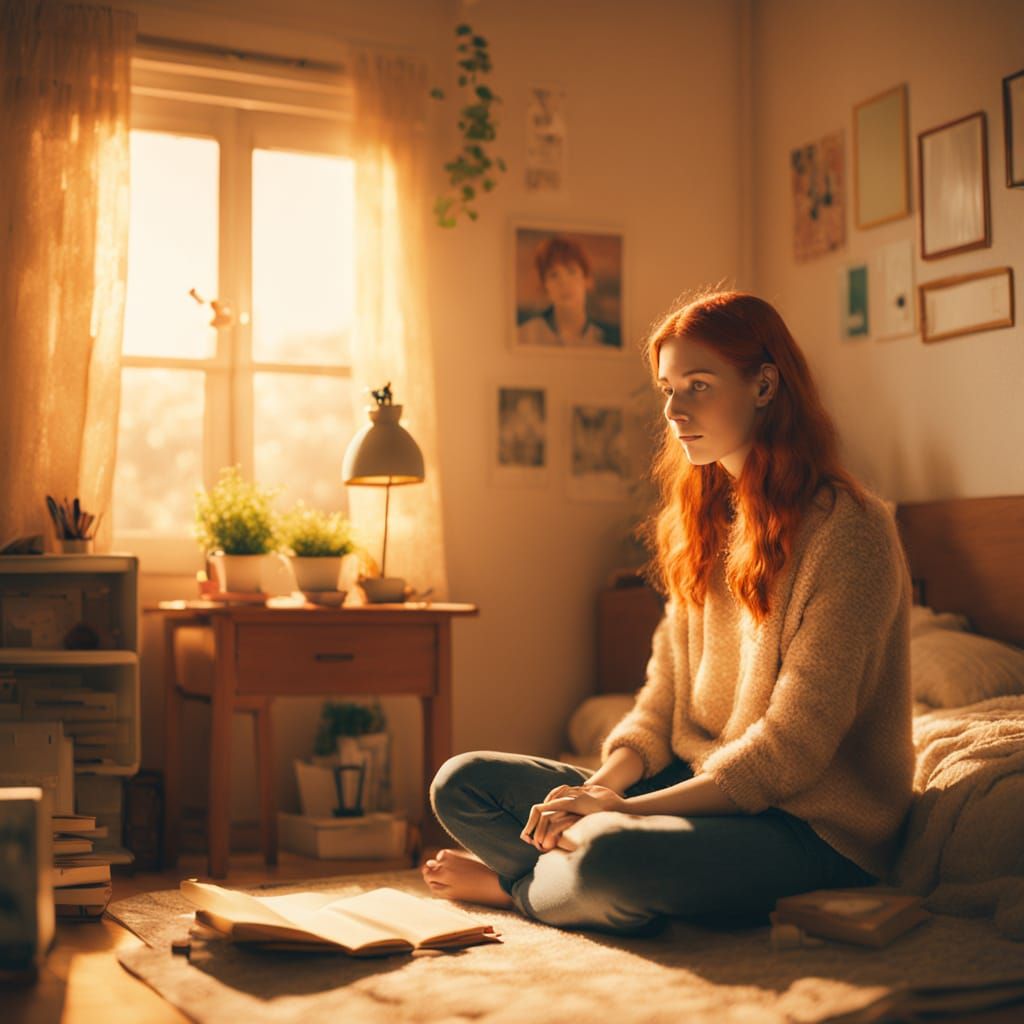 Whimsical Nostalgic Moment in a Childhood Bedroom